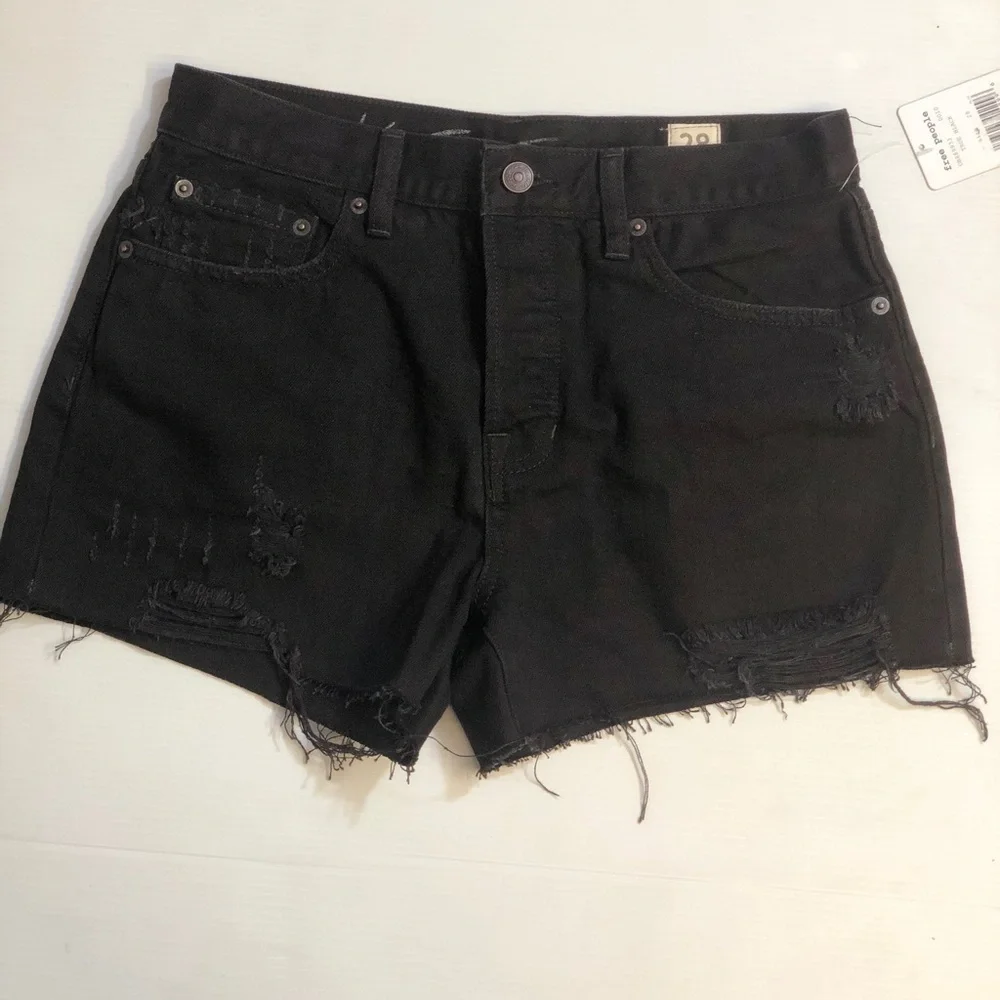 Free People Womens Black Denim Sofia Cutoff Shorts